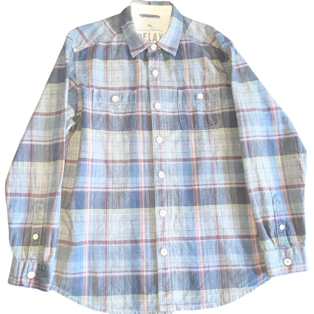 Tommy‎ Bahama Relax Plaid Long Sleeve Button Up Shirt Men's M/M Cotton Casual